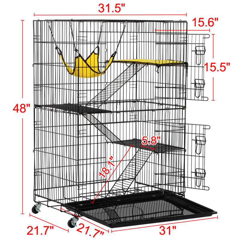 Tucker Murphy Pet Covarrubias Rolling 4 Tiers Outdoor Cat Cage with Hammock Reviews Wayfair